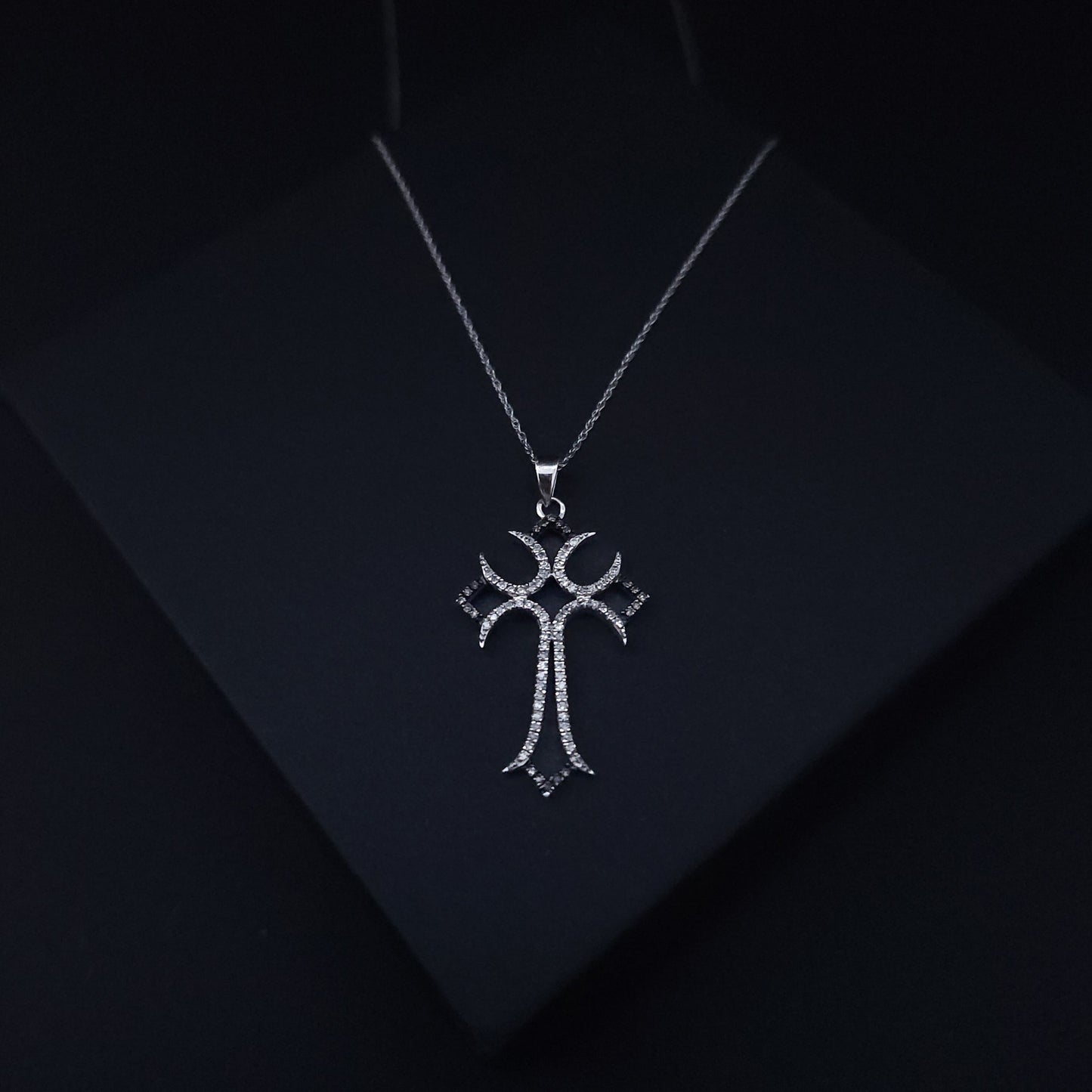 Diamond Cross Necklace - White Gold