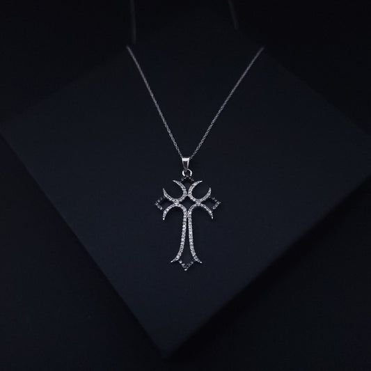 Diamond Cross Necklace - White Gold